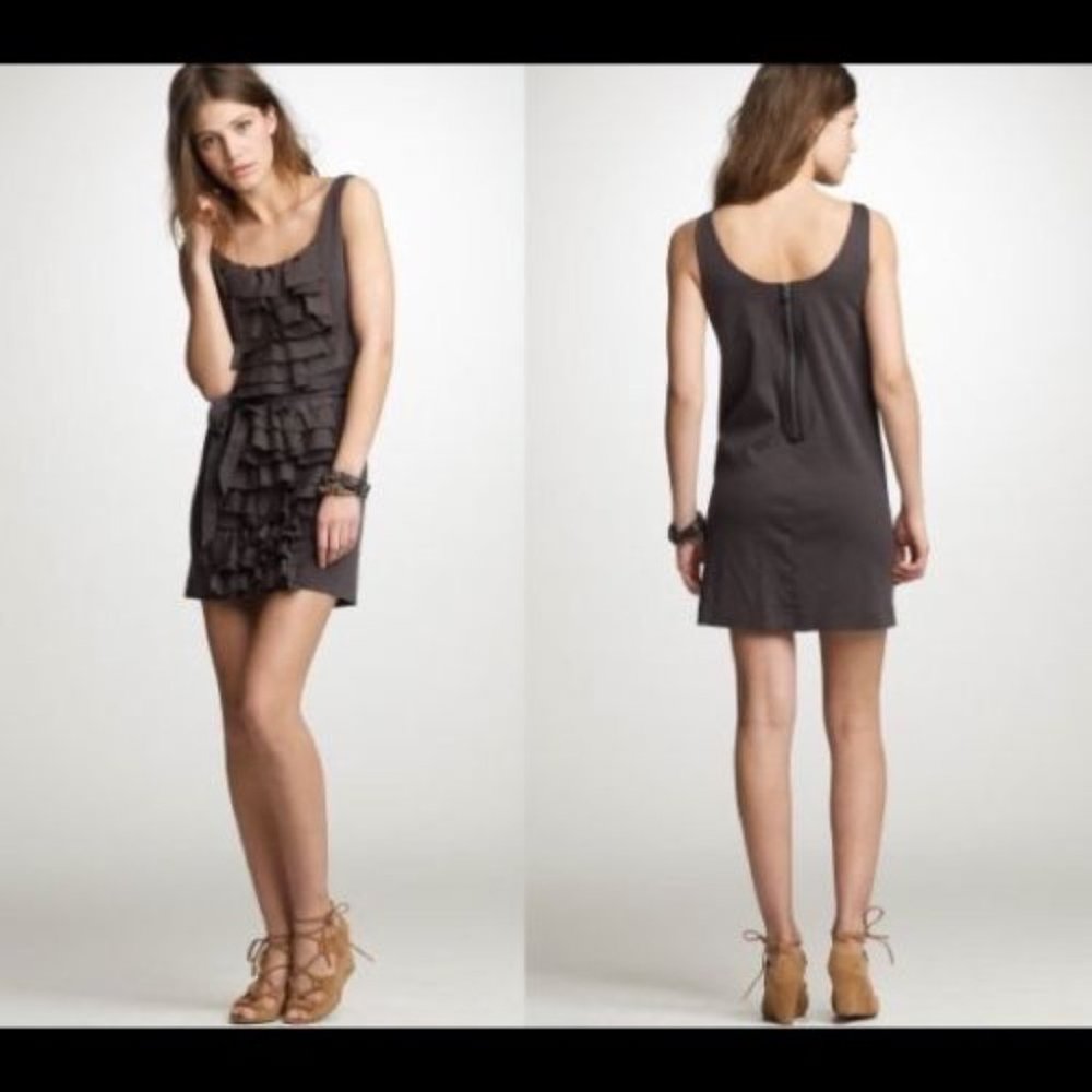 J. CREW Black Sleeveless ROGUE RUFFLE Mini Dress